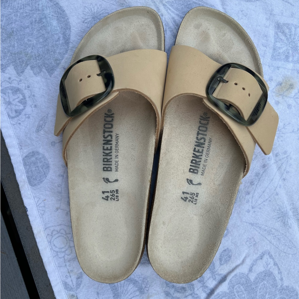 Birkenstock Madrid Big Buckle Nubuck Leather Almond -Size 41